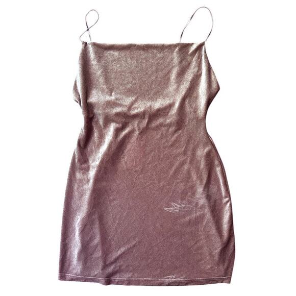 NWT Cotton Candy Spaghetti Strap Stretch Mauve Mini Dress Women's Large - Picture 1 of 7